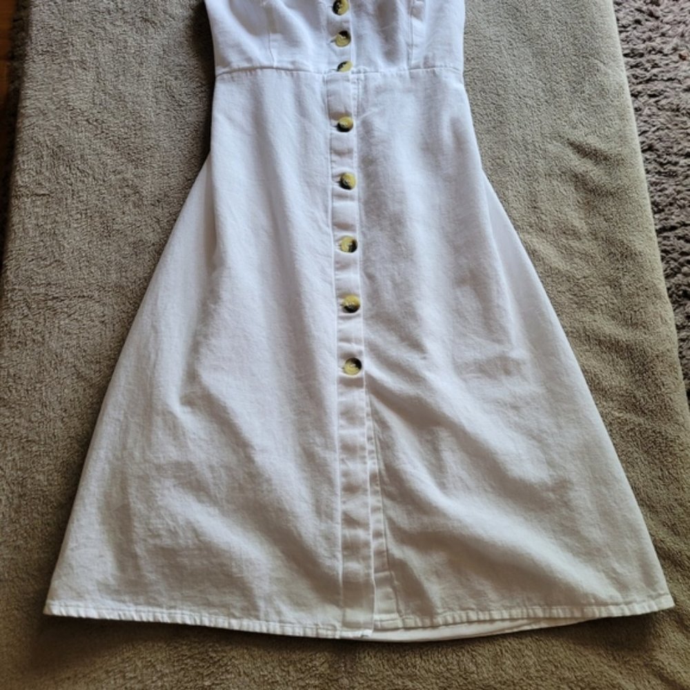 Japna white cotton linen blend button front dress size medium - Picture 5 of 11
